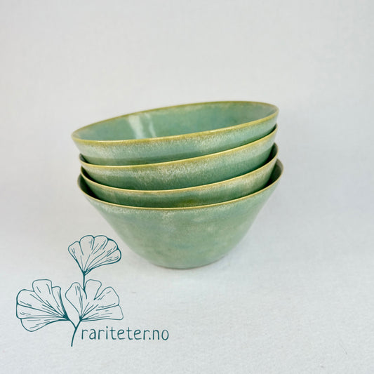 Four bowls, two Amaco glazes